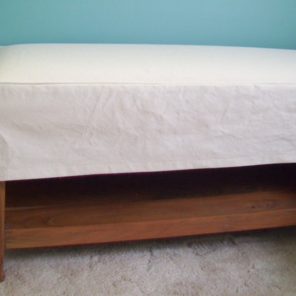 Bench Slipcover, Bench Cover with welt cord, Bench or Ottoman Slipcover, 8 inch tall