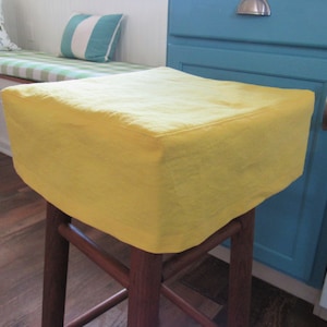 Top Stitched Bar Stool Cover, Square Canvas Slipcover, 5 inches Tall