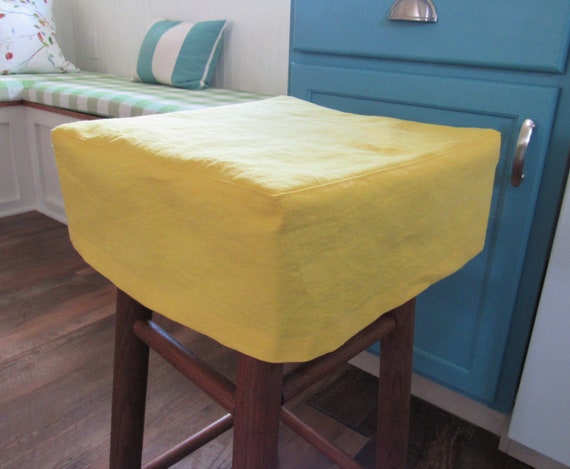 Top Stitched Bar Stool Cover Square Canvas Slipcover 5 Inches Tall Etsy