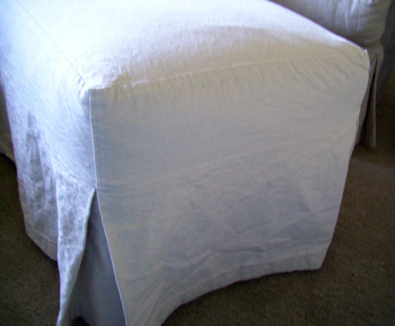 Ottoman Slipcover with Top Stitched Seams and Tailored Skirts Etsy