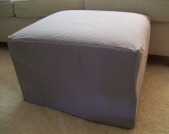Ottoman Slipcover with Topstitched Seams, Ottoman or Bench Cover