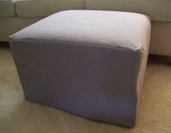 Ottoman Slipcover with Topstitched Seams, Ottoman or Bench Cover