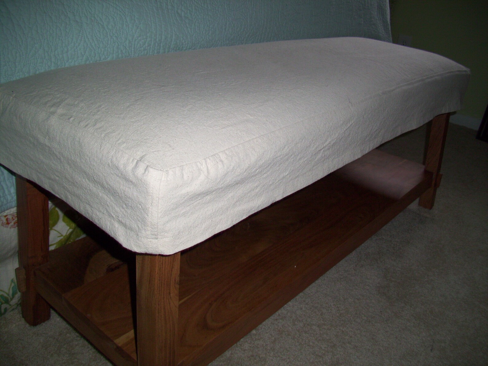 Bench Slipcover Top Stitched Bench Cover Ottoman Cover Etsy