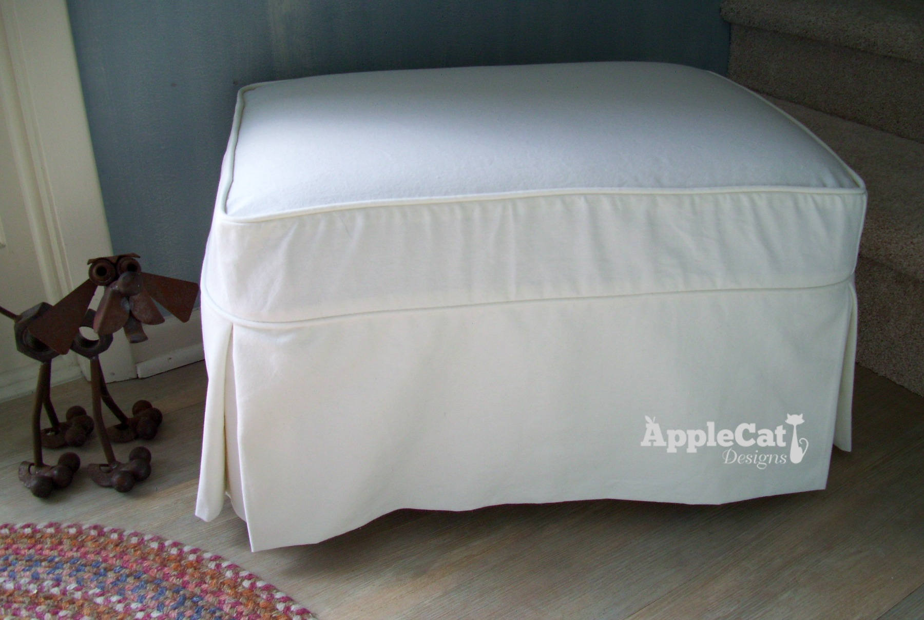 Ottoman Slipcover Tailored Skirts and Welt Cord Washable Etsy