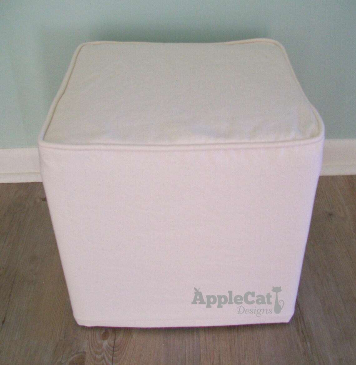 Cube Slipcover Small Ottoman Cover with Welt Cord Footstool Etsy