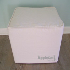 Cube Slipcover with Welt Cord, Small Ottoman Cover Cube Cover
