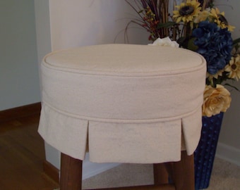 Round Barstool Slipcover with Box Pleats