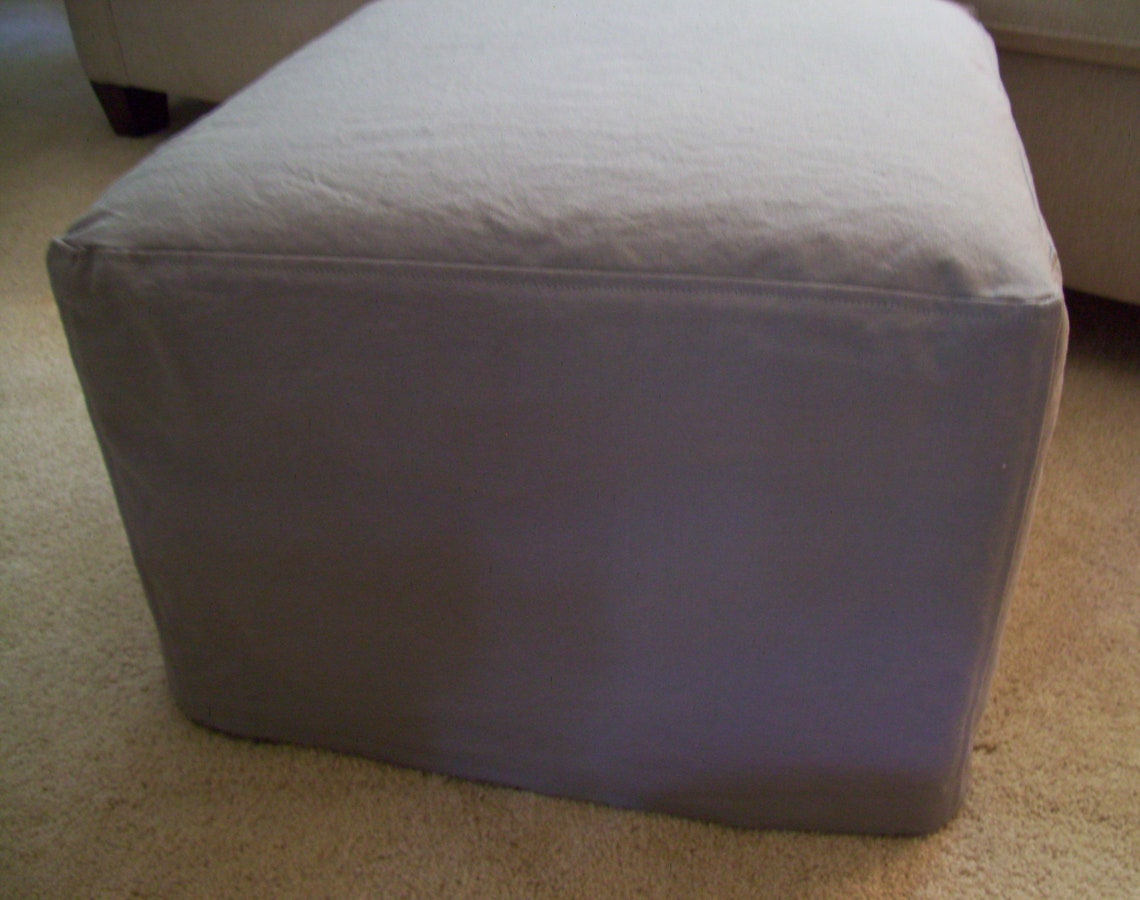 Ottoman Slipcover with Top Stitching Ottoman Cover Cube Etsy