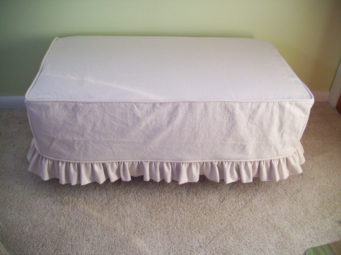 Ottoman or Bench Slipcover with Ruffled Skirt Ottoman Cover Etsy