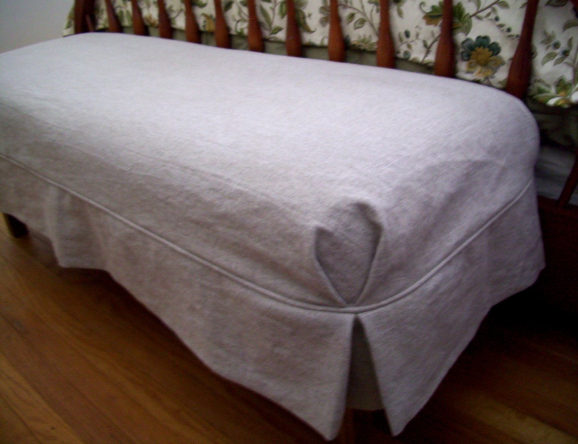 Bench Slipcover With Tailored Skirts Bedroom Bench Cover Etsy
