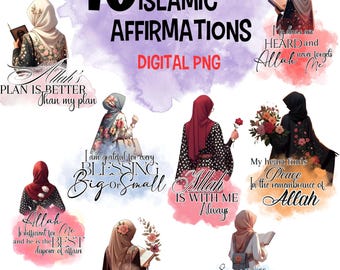 10 Islamische Affirmationen Kunst | Muslimische Frau Illustration (Digitaler Download)