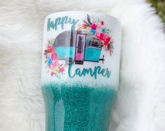 20 oz Stainless Steel Happy Camper Tumbler Glamping RV Camping