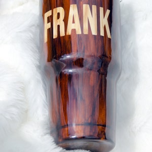 30oz Wood Grain Epoxy Tumbler - Stainless Steel - Men - Cross - Initial