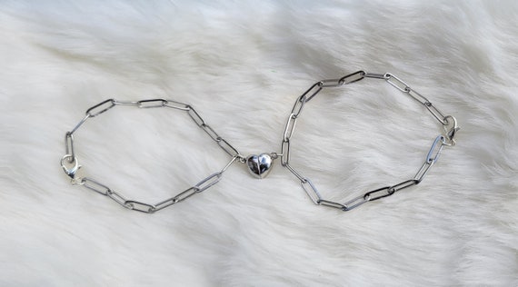 Bracelet Set Chain Silver Necklace Girlfriend and Boyfriend - Main Image