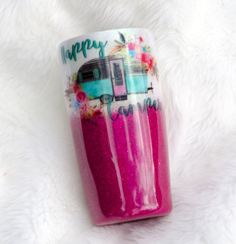 Glamping Camping Grandma Mom Happy Camper Epoxy Tumbler 20oz - Cup Customized Gift Personalized