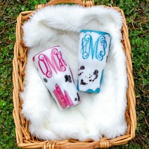 30oz Cow Print Tumbler - Glitter Geode - Monogram - Glitter Epoxy Tumbler