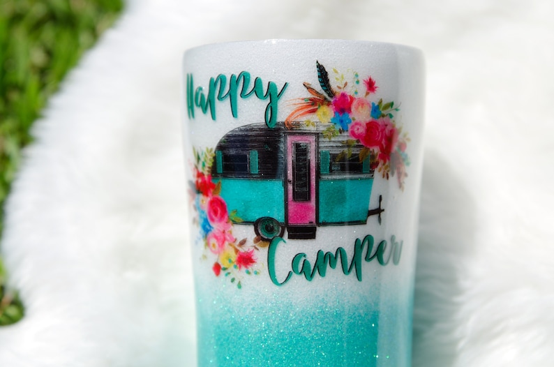 Glamping Camping Grandma Mom Happy Camper Epoxy Tumbler 20oz - Cup Customized Gift Personalized