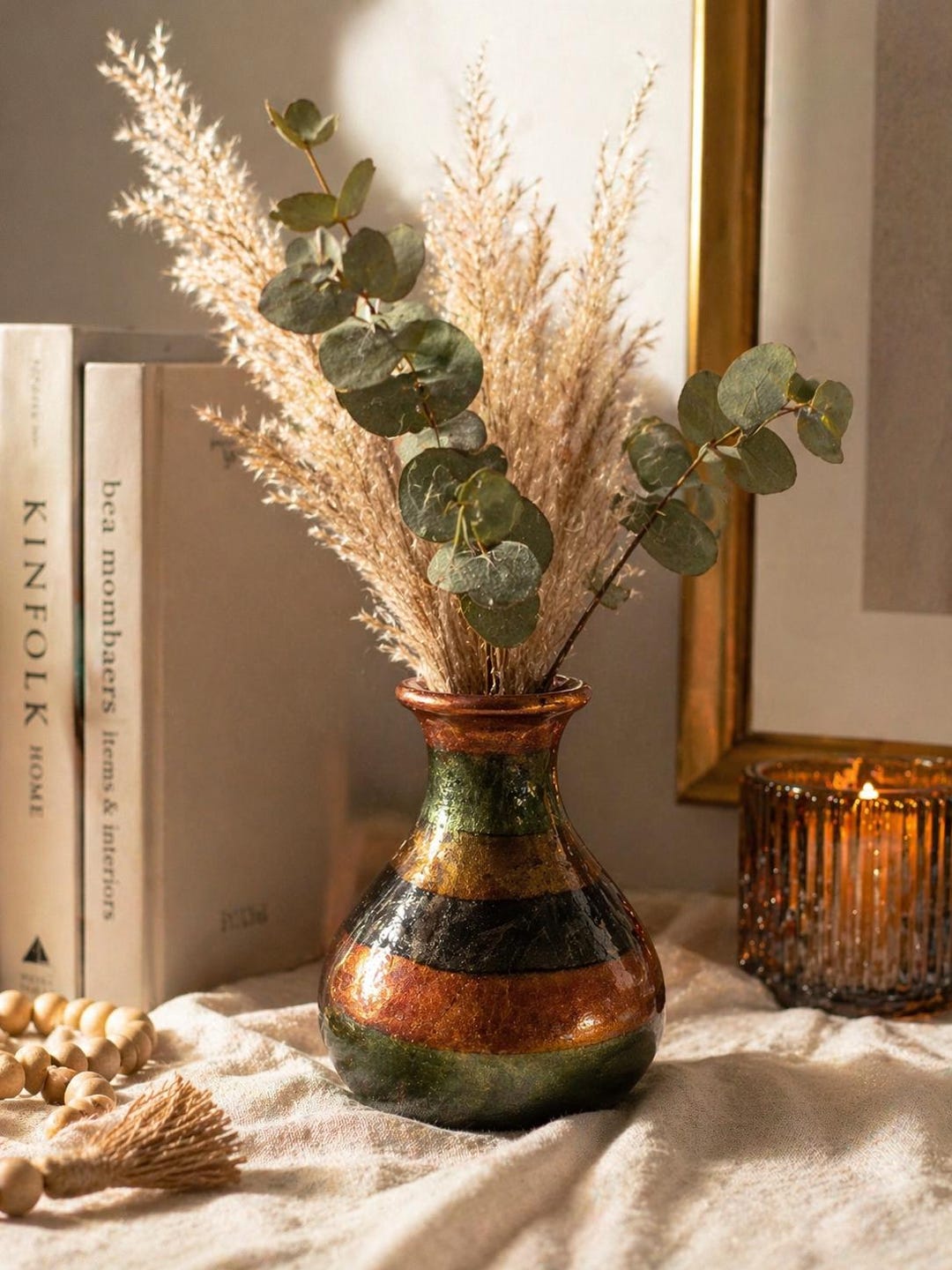 Vintage Metallic Glaze Bud Vase | Copper Gold & Green Mini Vase ...