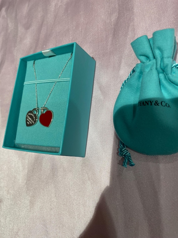 Return to Tiffany Double Heart Pendant Necklace – Red Enamel