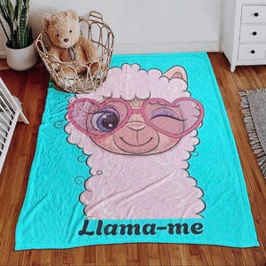 Velveteen Plush Blanket - Cute Pink Llama Alpaca Lover Gift, Sarcastic Quote, Pink Aesthetic, Girls Vibe, Unique Present, Cartoon Blankie