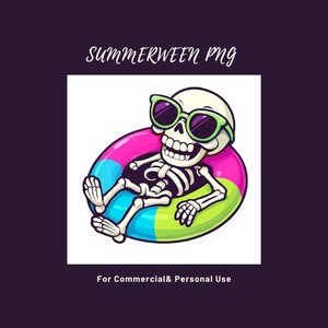 Spooky Beach Summerween PNG Clipart | Summer Halloween Sublimation Design | Junk Journal Scrapbook | Digital Download Commercial Use
