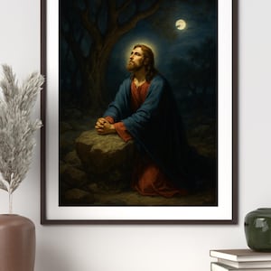 Garden of Gethsemane Digital Art Print | Religious Wall Decor | Inspirational Christian Artwork | Bible Scene Downloadable Prints in 3 Sizes