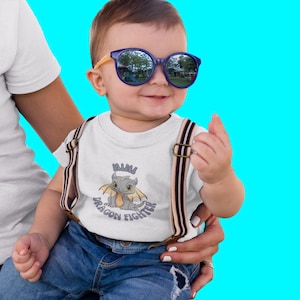 Camiseta de luchador de dragones para bebé, linda camiseta para bebé, regalo para amantes de los dragones, camiseta gráfica para niño pequeño, atuendo de cumpleaños, ropa de fantasía