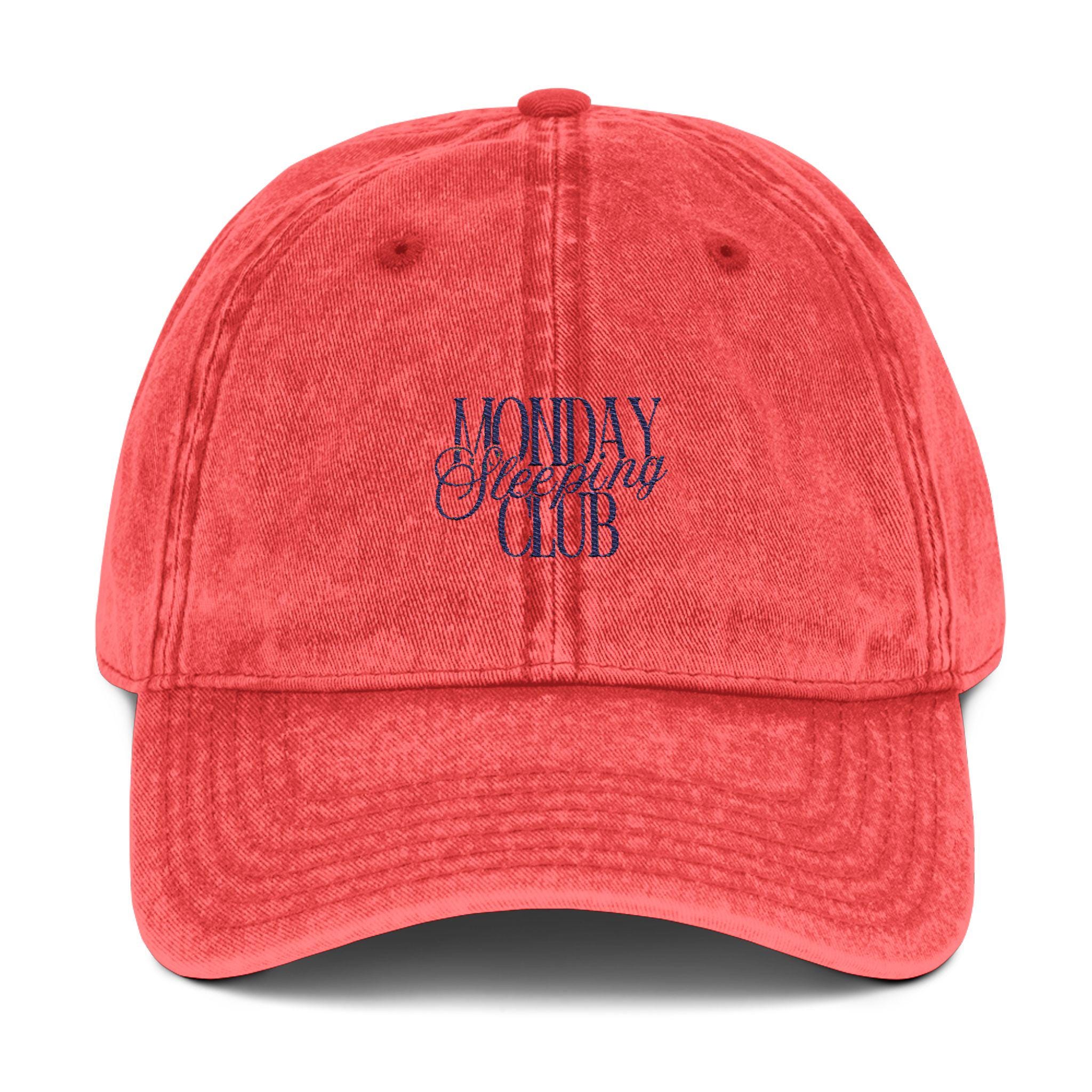 Embroidered Monday Sleeping Club, Vintage Cap Lazy Monday Lovers
