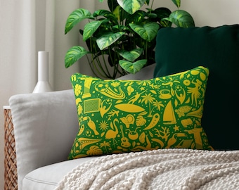 Cuscino lombare Brasil Love, decorazione Viva Brasil, regalo per gli amanti del Brasile, cuscino in poliestere filato, complemento d'arredo a tema Brasile