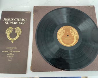 Vinilo vintage Jesucristo Superstar de 1970, LP DXSA-7206 de Andrew Lloyd Webber. En muy buen estado, con libreto musical.