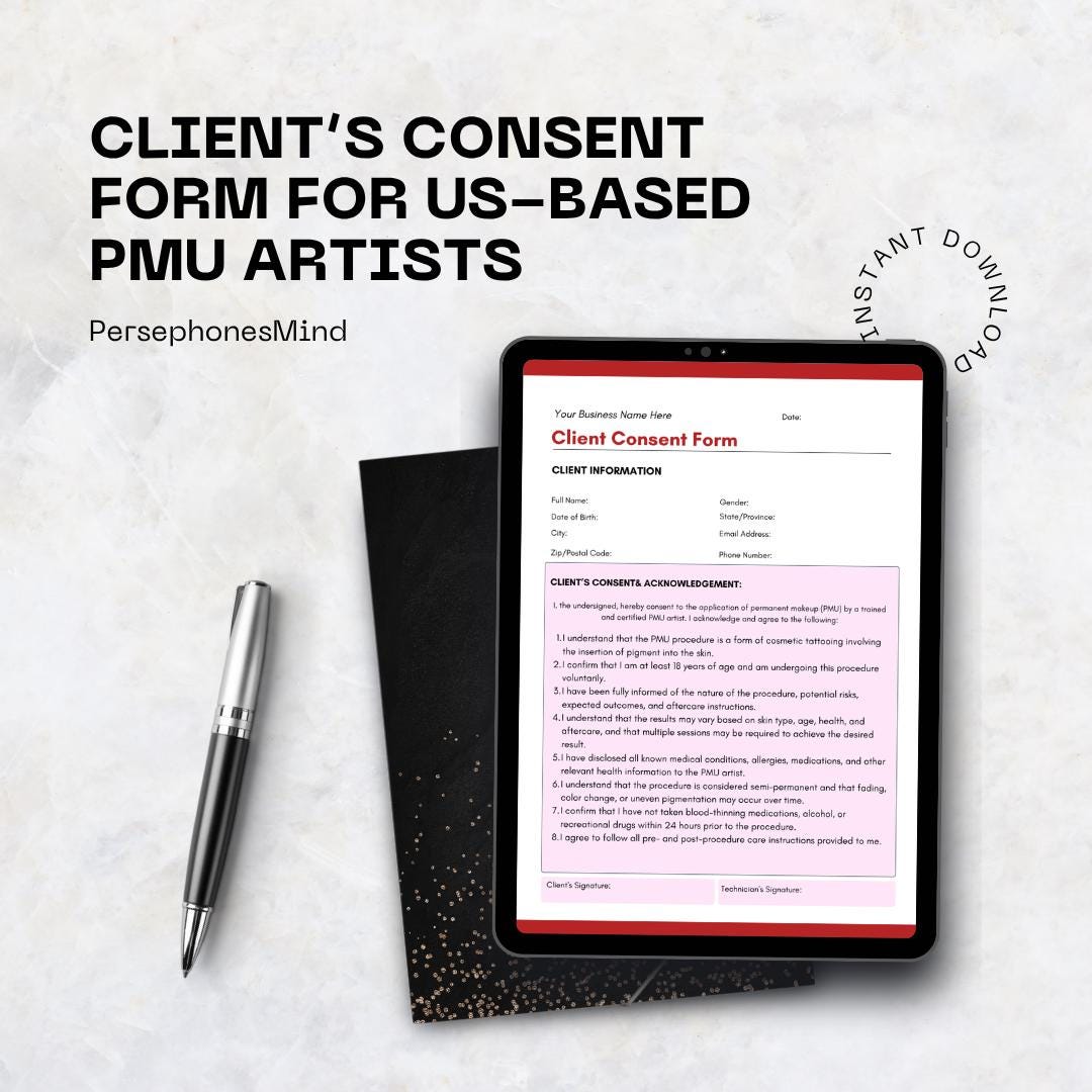 Editable PMU Client Consent Form Canva Template | Permanent Makeup ...