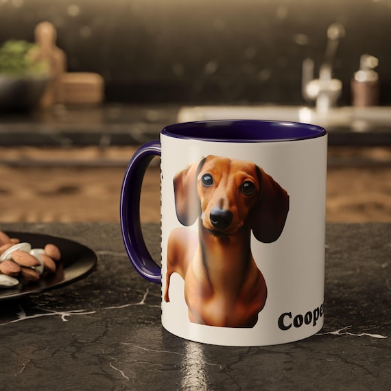 Personalized Colorful Mugs, 11oz Cute Dachshund Wiener Sausage - Main Image