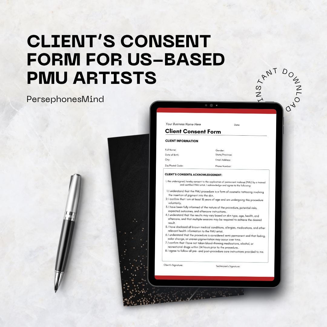 Editable PMU Client Consent Form Canva Template | Permanent Makeup ...