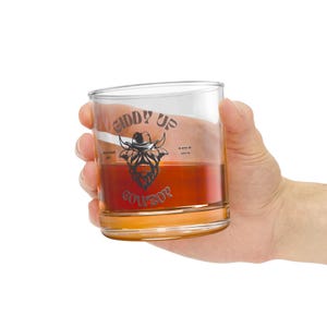 Cowboy Buffalo Rocks Glass - Giddy Up Cowboy Design, Western Decor, Barware, Gifts for Him, Rustic Home Bar, Cowboy Theme