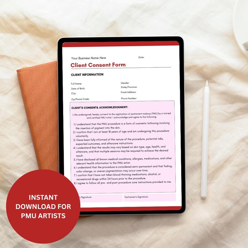 Editable PMU Client Consent Form Canva Template | Permanent Makeup ...
