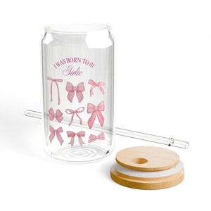 Vaso para beber rosa, diseño de coqueta con lazo vintage, regalo del día de Galentine, cita estética femenina, taza linda de 16 oz, regalo para amantes de las coquetas, niña