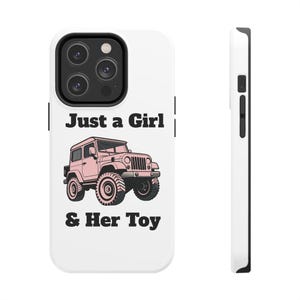丈夫な携帯電話ケース、ヴィンテージピンクのオフロード車、女性のエンパワーメント、オフロード車愛好家へのギフト、女の子と彼女のおもちゃ、全地形対応車