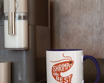 Taza de café con acento "Shrimply", la mejor para los amantes de los camarones / Decoración de cocina personalizada con mariscos