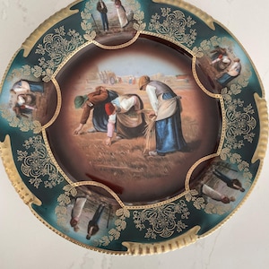 Royal Vienna Decorative Collector Plate – Hand-Painted Gleaners Scene – 9.5” Antique Porcelain Wall Art – Z.S. & Co Bavaria, Collector item