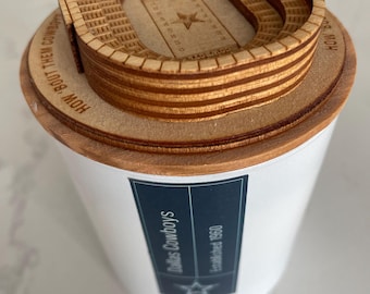 Luxury Dallas Cowboys “Established 1960” Wooden Stadium Candle | “How ’Bout Them Cowboys” Collectible | Premium NFL Home Decor