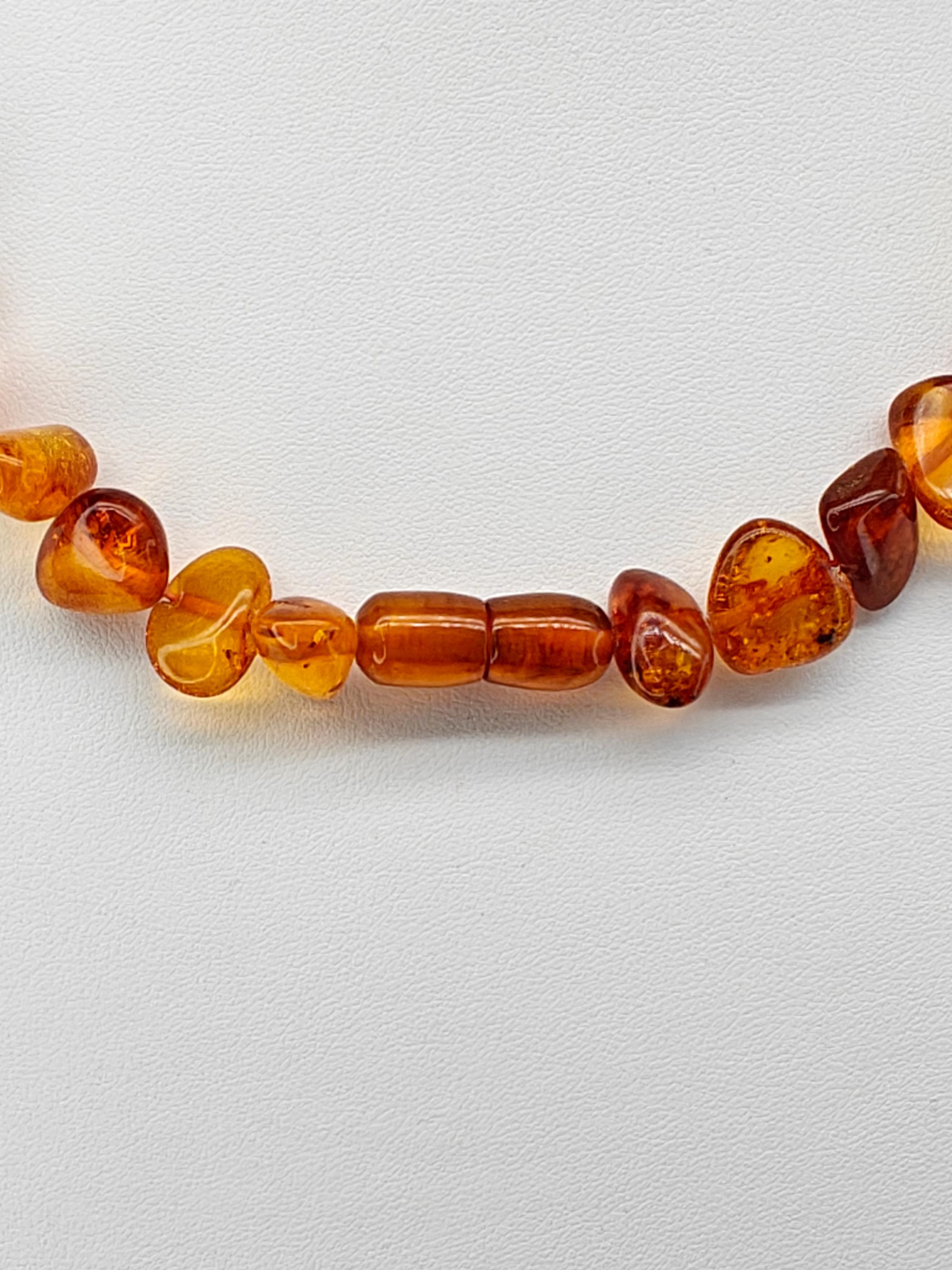 Collier Vintage En Ambre Baltique Naturel - 20 Perles Graduées - Style Art Déco