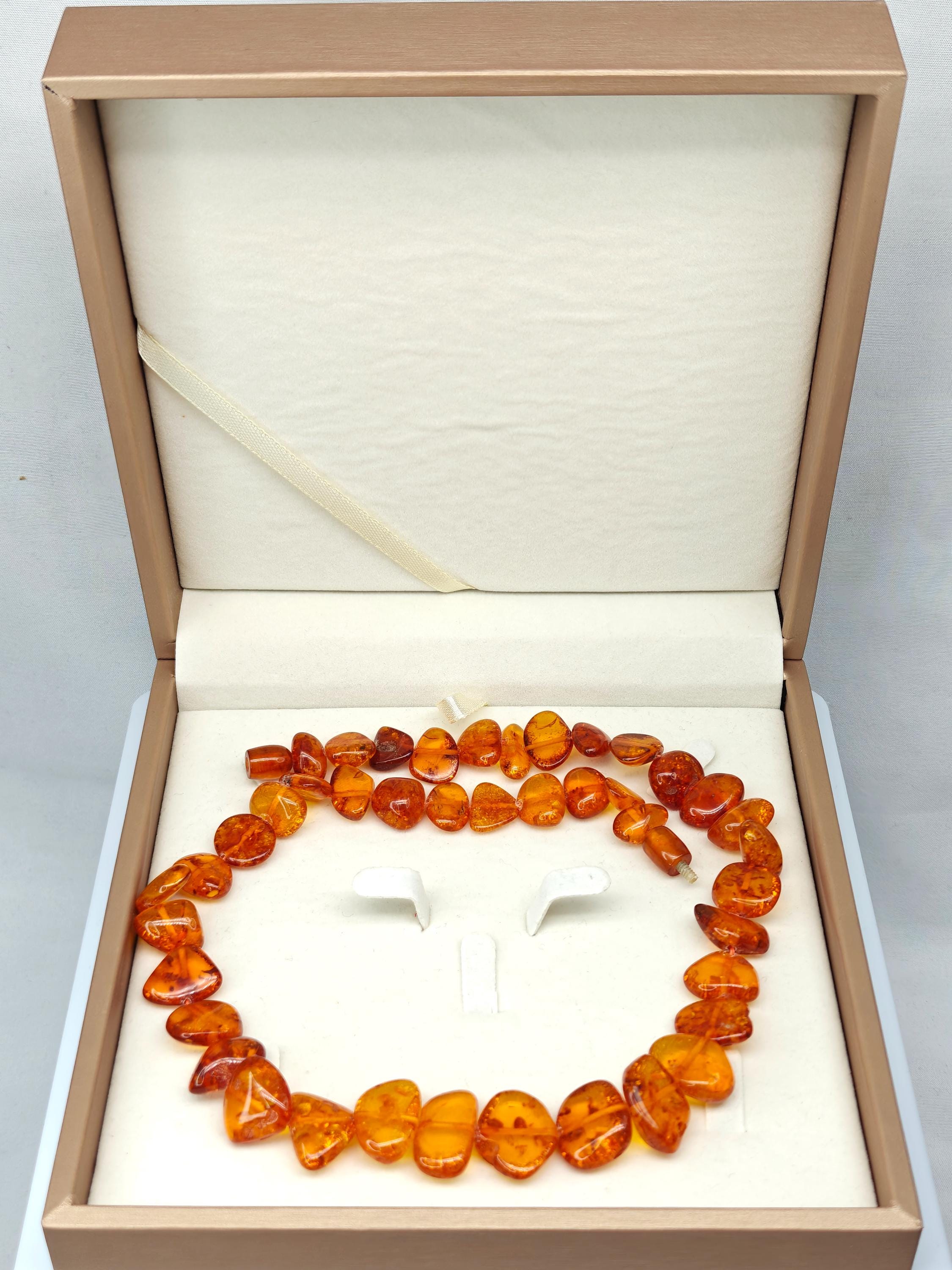 Sautoir Vintage En Ambre Naturel De La Baltique - Ambre Laiteux Jaune Orangé - Collier Long - Occasion