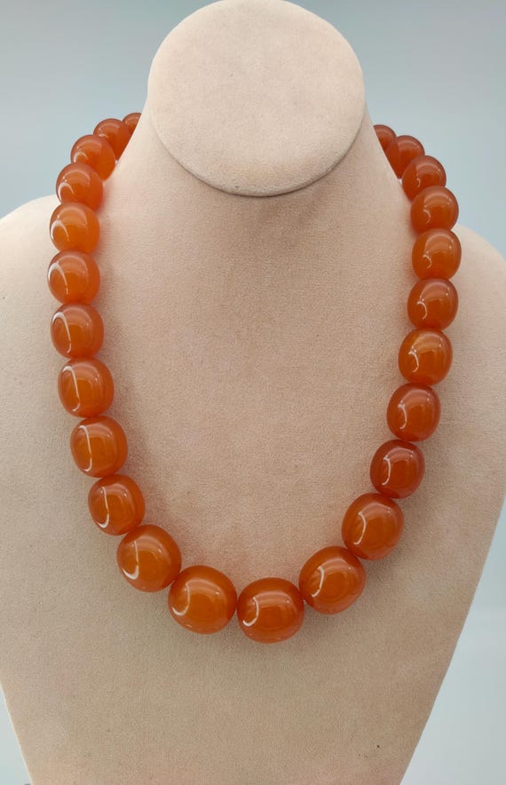 Collier Ancien En Ambre Baltique Naturel - Longueur 70 Cm, Doré, Opaquе, Qualité Excellente