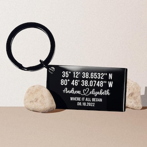 "Personalisierte Lasergravur ""Where It All Began"" Koordinaten Armband, anpassbares Geschenk für Sie und Ihn, einzigartiger Jahrestag Schmuck."