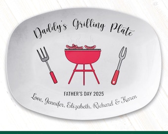 Personalized BBQ Platter for Dad: Custom Grilling Plate Father's Day Gift