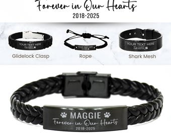 Braccialetto personalizzato in ricordo del tuo animale domestico: gioielli per sempre nei nostri cuori, regalo personalizzato per la perdita