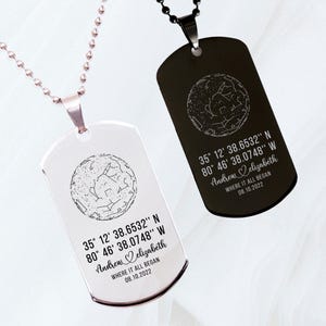Personalisierte GPS Koordinaten Dog Tag Halskette: Benutzerdefinierte Jubiläum Schmuck, Lage Geschenk