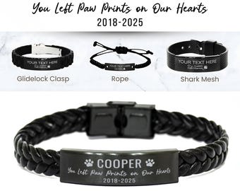 Bracciale commemorativo per animali domestici inciso: gioiello commemorativo personalizzato, regalo per la perdita di un cane o un gatto
