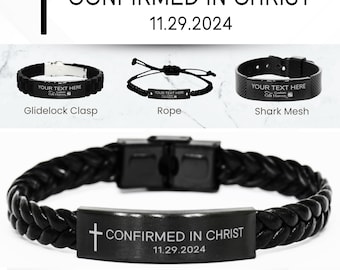 Gepersonaliseerde dooparmband: gegraveerd christelijk bevestigingscadeau, bevestigd in Christus, religieuze schriftsieraden