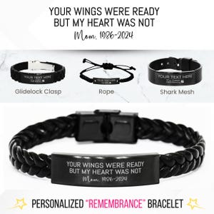 Personalized Memorial Bracelet: &quot;Your Wings Were Ready&quot; Engraved Remembrance Jewelry